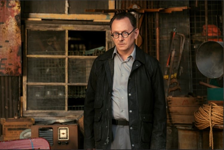 A set photo of a scientist played by Michael Emerson from Fallout Season One