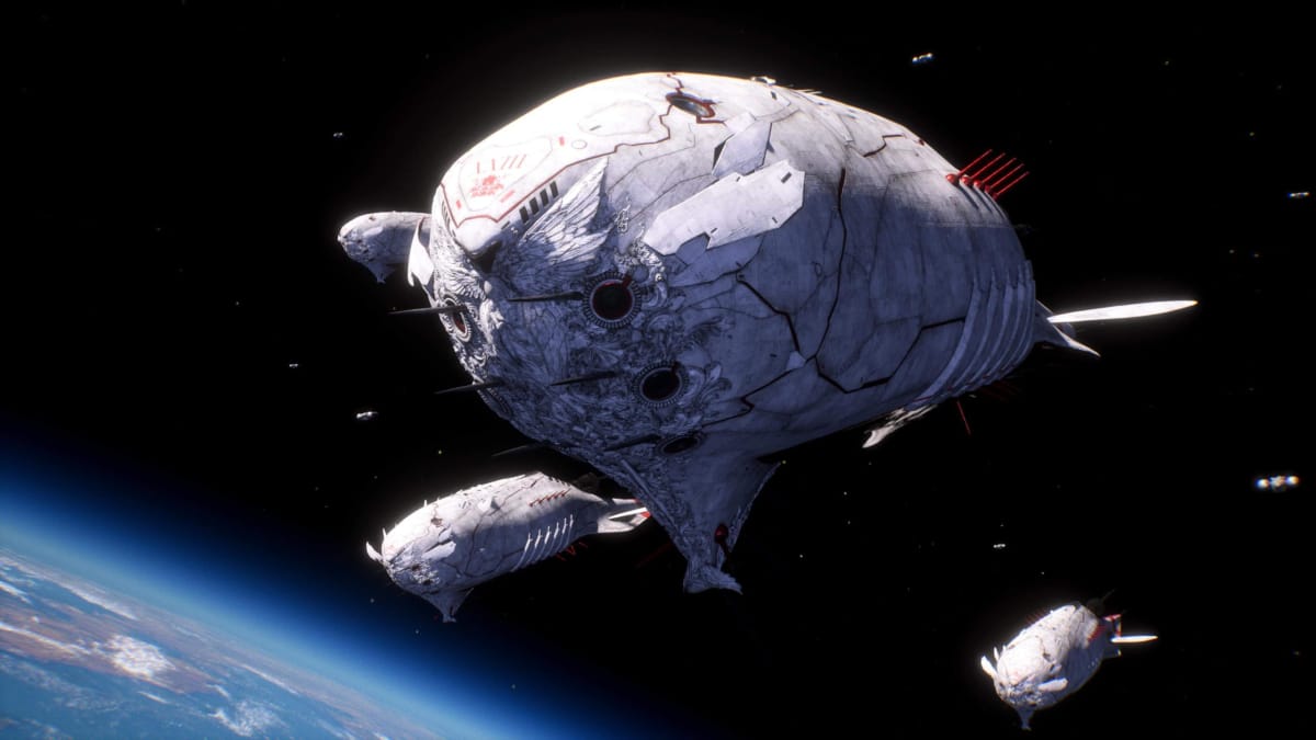 Stellar Blade's opening cutscene has a cool ship.