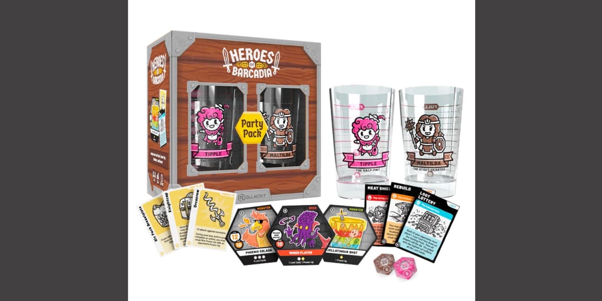An image from our Tabletop Holiday Gift Guide depicting the Heroes of Barcadia, a board game where you drink!