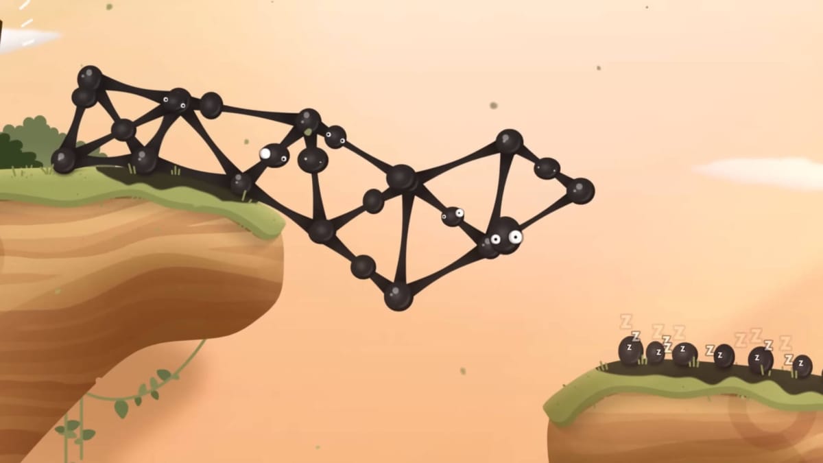 Goo creatures forming a bridge in the upcoming Nintendo Switch indie puzzler World of Goo 2