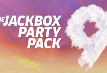 The logo for the Jackbox Party pack nine set across a sunset background
