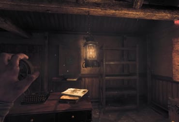 The safe room, complete with its familiar lantern, in Amnesia: The Bunker