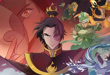 Promotional artwork from the Avatar Legends Starter Set, showing Prince Zuko, earthbenders, and water benders in a splash page.