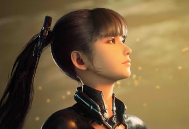 A close-up of Eve's face in Stellar Blade