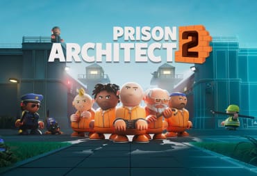 Key art for Prison Architect 2, which depicts a number of prisoners standing in front of a prison